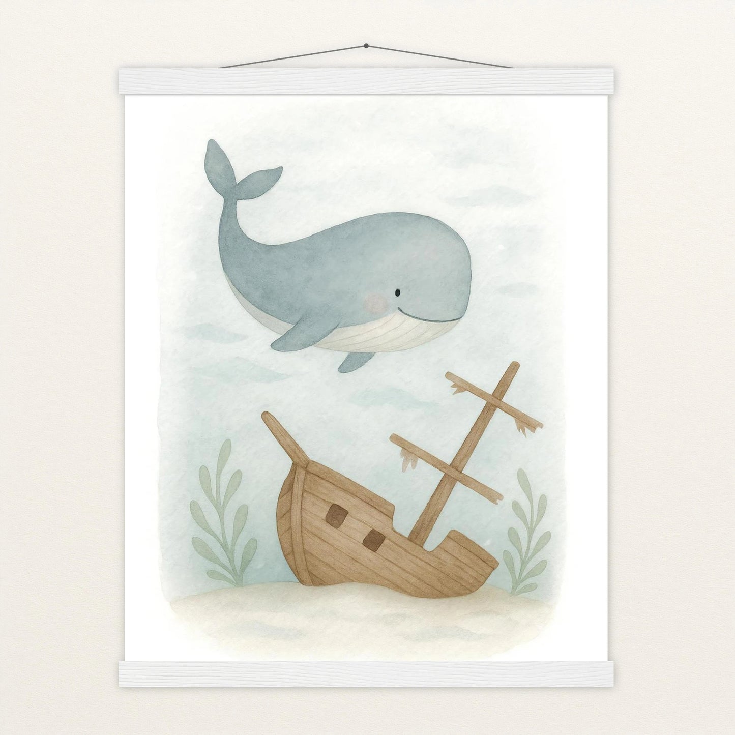 Willi der Wal - Motiv: "Schiffswrack" Poster mit Leisten von tinylearner