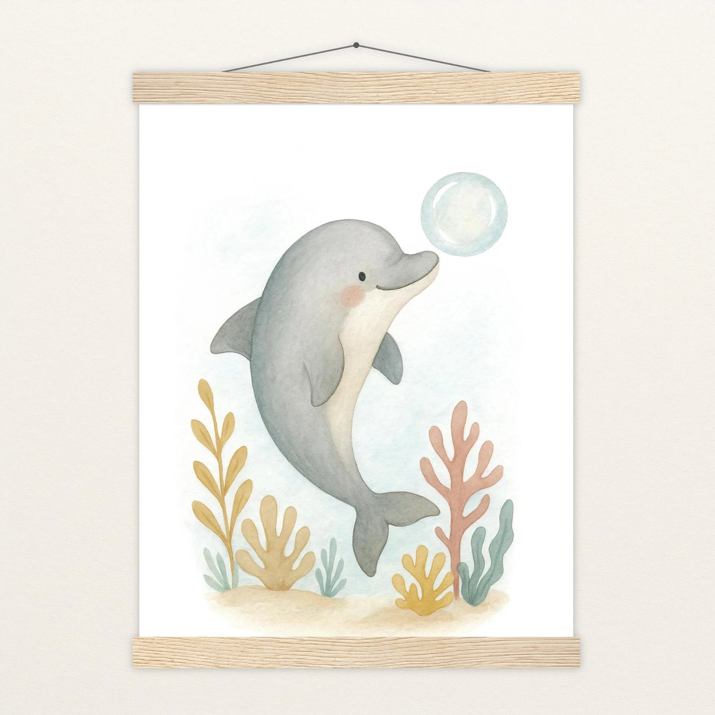 Dora der Delfin - Motiv: "Luftblase" Poster mit Leisten von tinylearner