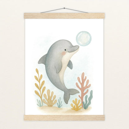 Dora der Delfin - Motiv: "Luftblase" Poster mit Leisten von tinylearner