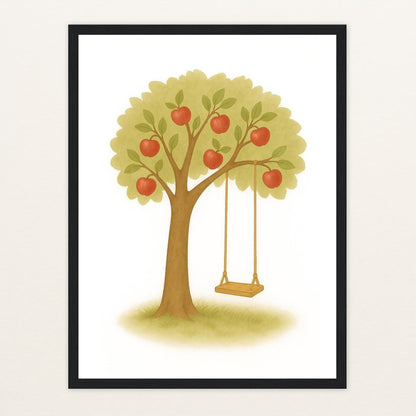 Apfelbaum Poster mit Holzrahmen von tinylearner