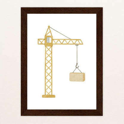 Kran Poster mit Holzrahmen von tinylearner