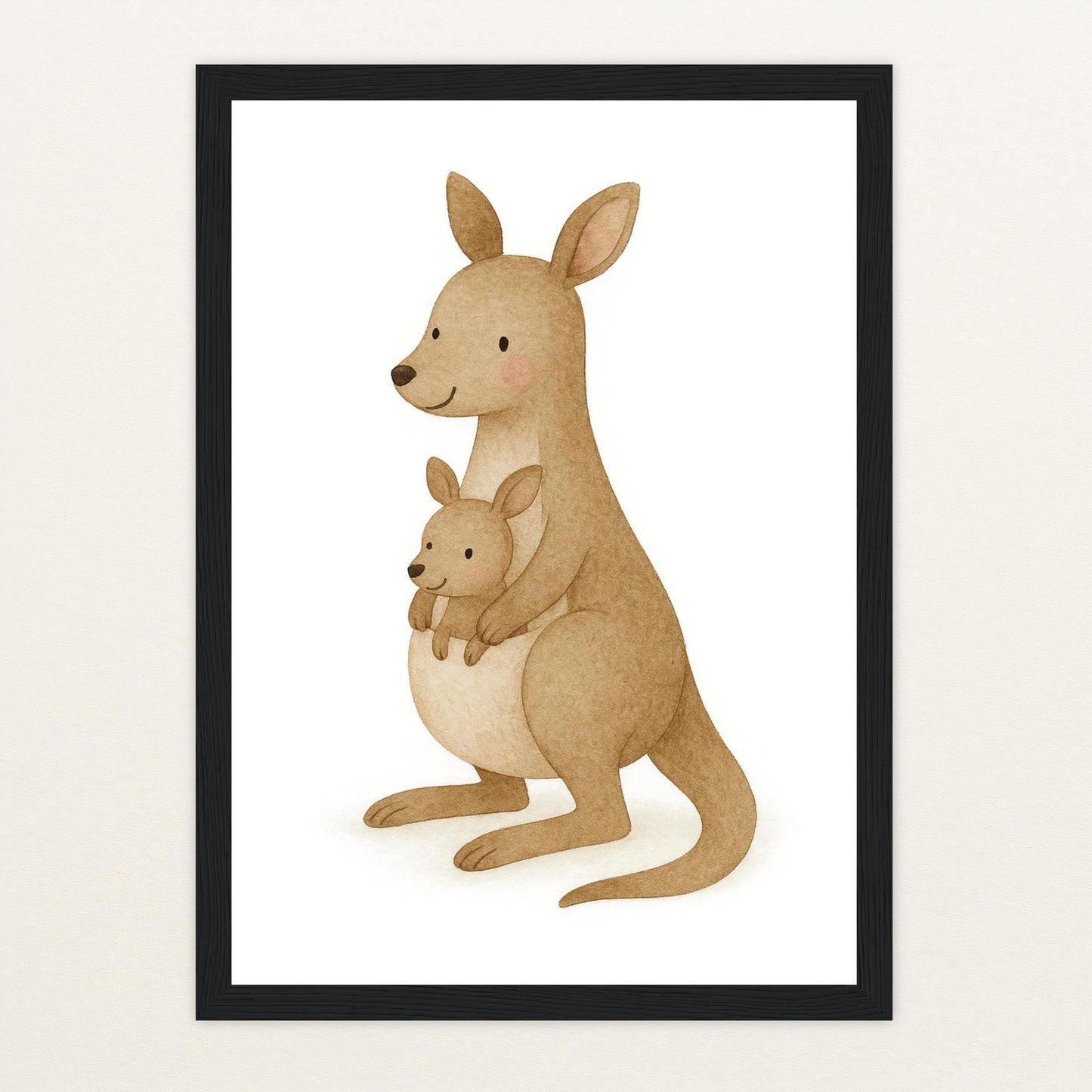 Kängu das Känguru Poster mit Holzrahmen von tinylearner
