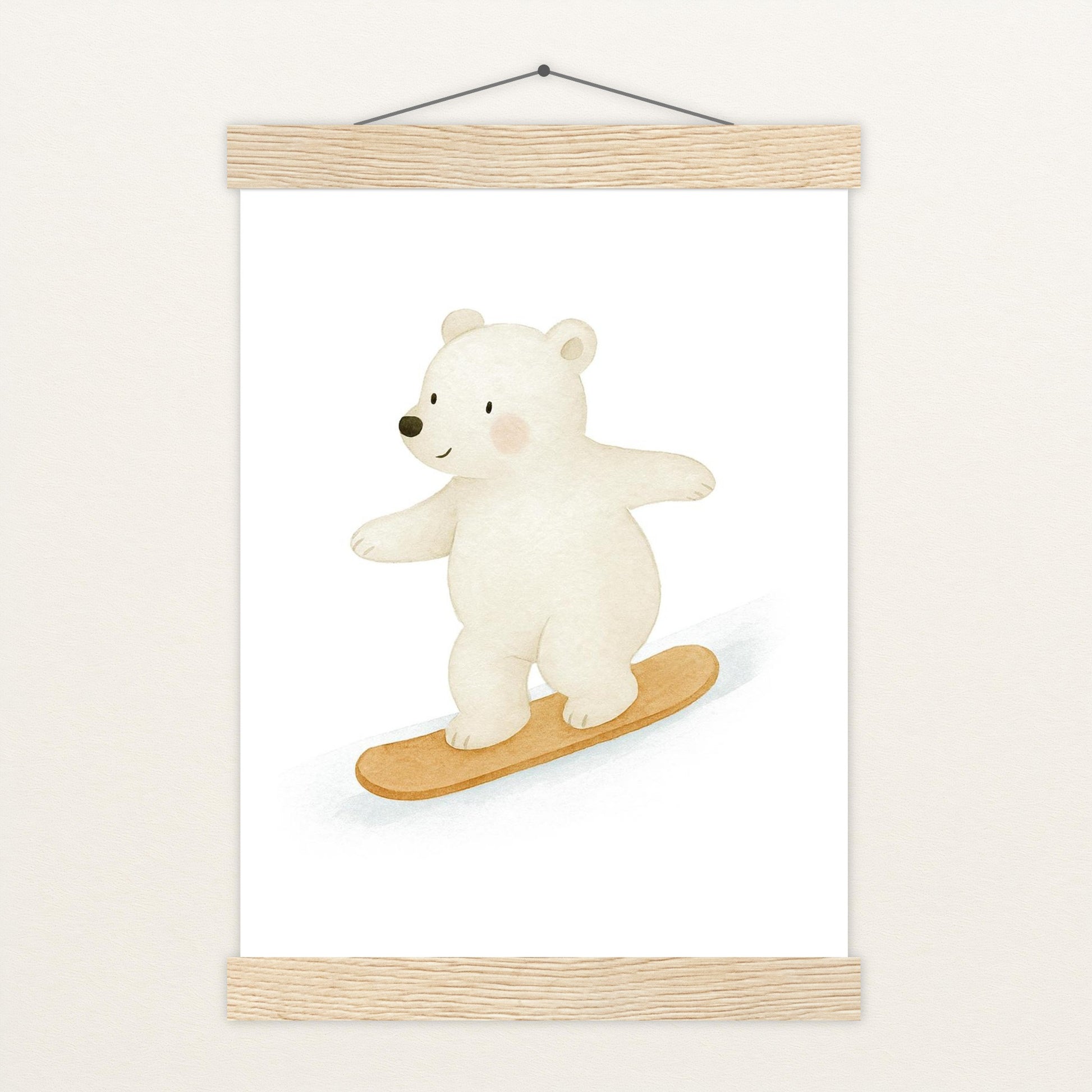 Pummel der Polarbär - Motiv: "Snowboard" Poster mit Leisten von tinylearner