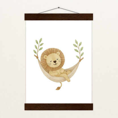 Leo der Löwe - Motiv: "Hängematte" Poster mit Leisten von tinylearner