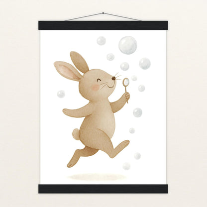 Holly der Hase - Motiv: "Seifenblasen" Poster mit Leisten von tinylearner