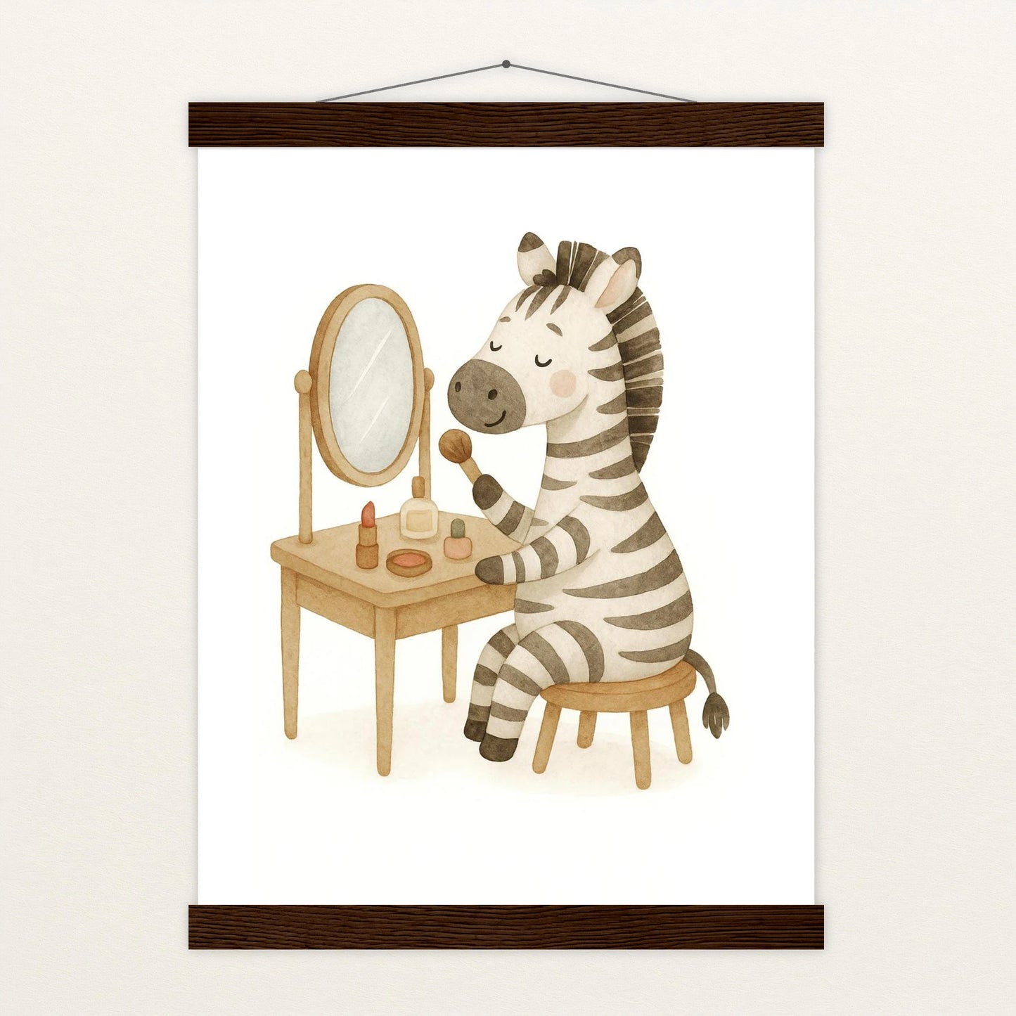 Zinni das Zebra - Motiv: "Schminken" Poster mit Leisten von tinylearner