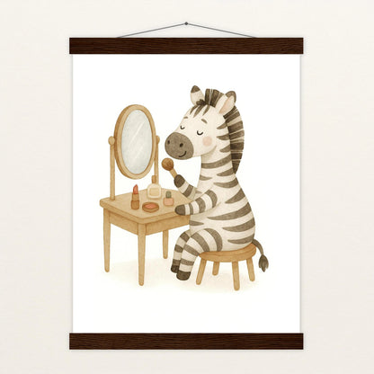 Zinni das Zebra - Motiv: "Schminken" Poster mit Leisten von tinylearner