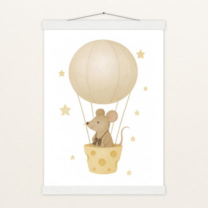 Mimi die Maus - Motiv: "Heißluftballon" Poster mit Leisten von tinylearner