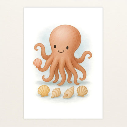 Tilli der Tintenfisch - Motiv: "Muscheln" Poster von tinylearner