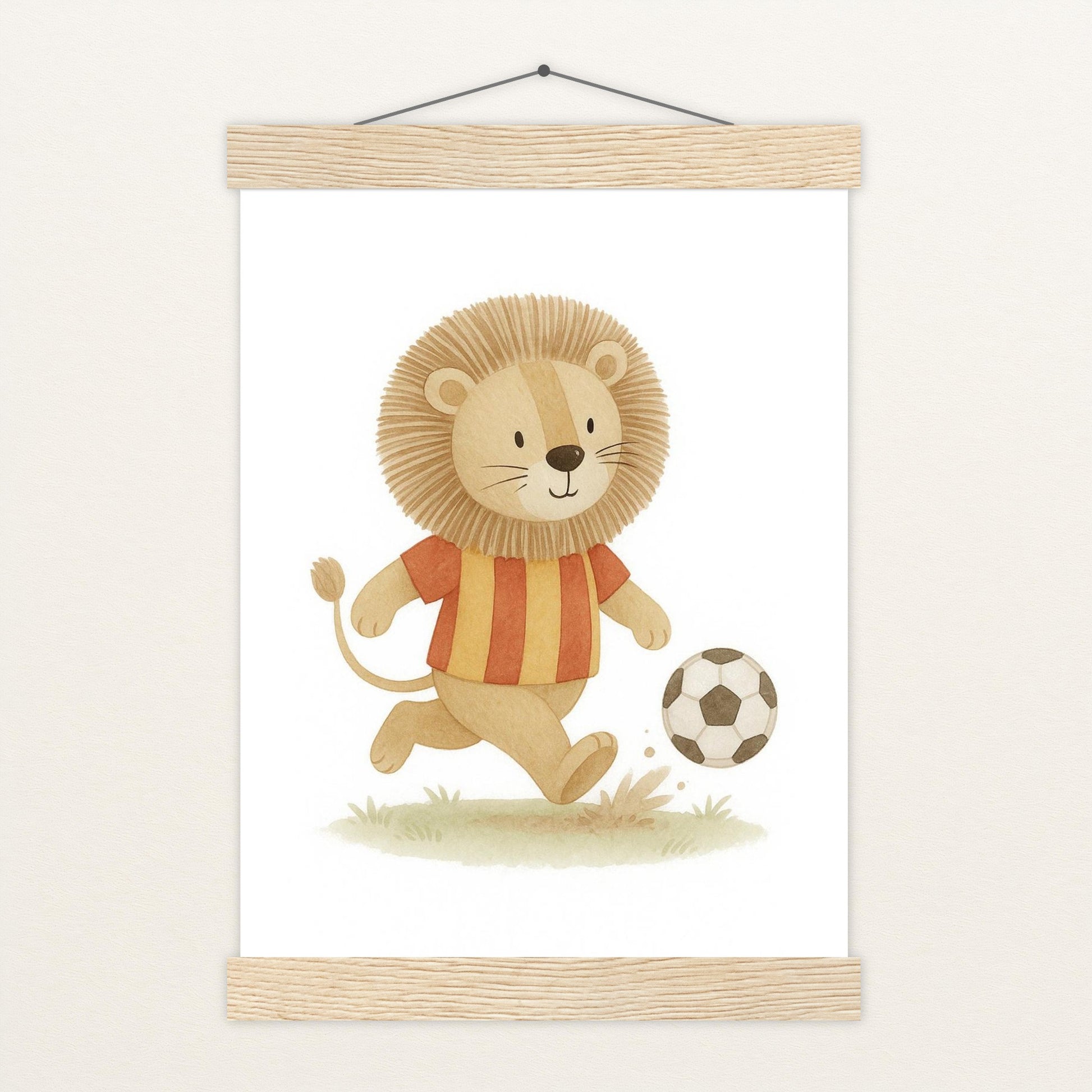 Leo der Löwe - Motiv: "Fußball" Poster mit Leisten von tinylearner