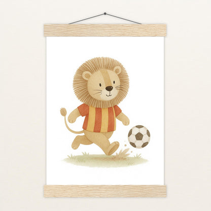 Leo der Löwe - Motiv: "Fußball" Poster mit Leisten von tinylearner