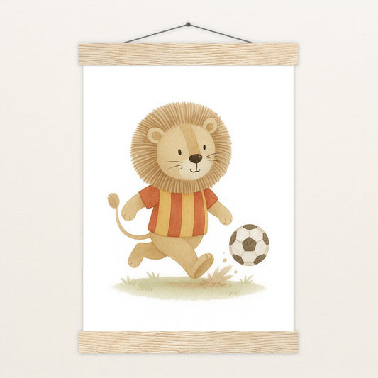 Leo der Löwe - Motiv: "Fußball" Poster mit Leisten von tinylearner