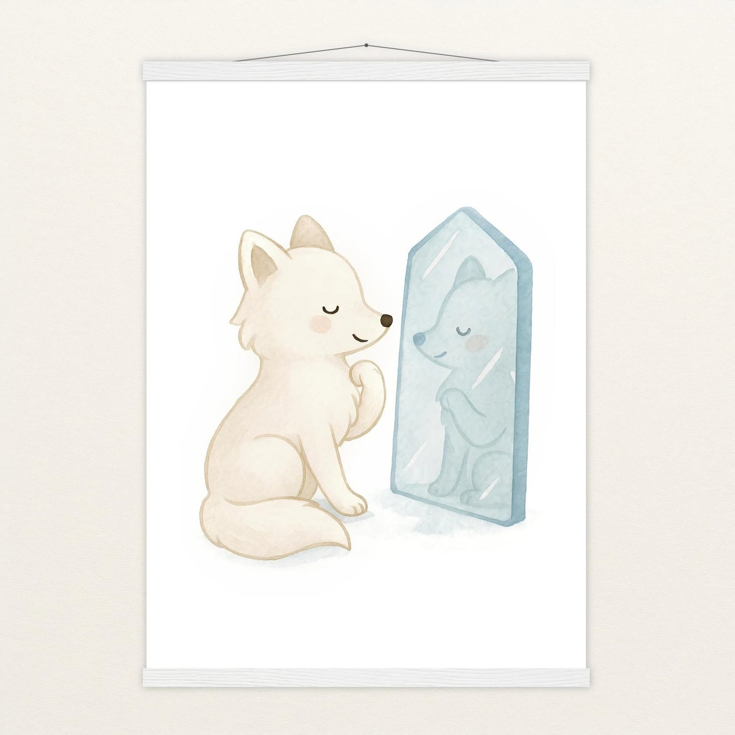 Pino der Polarfuchs - Motiv: "Spiegel" Poster mit Leisten von tinylearner