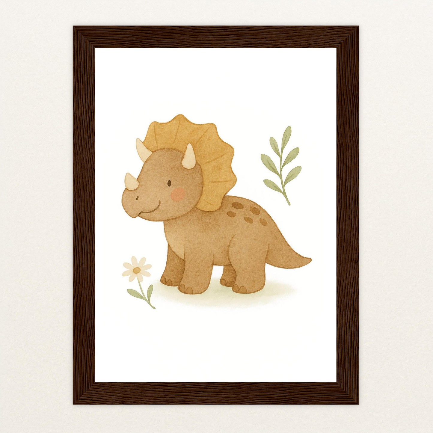 Dinosaurier Triceratops Poster mit Holzrahmen von tinylearner