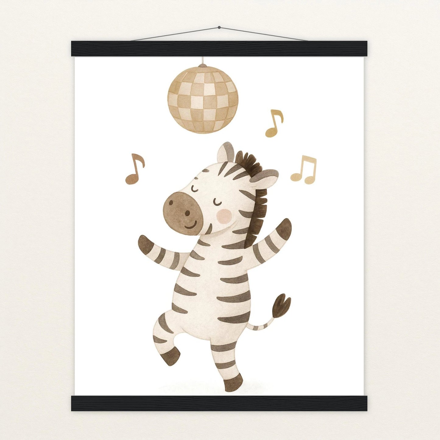 Zinni das Zebra - Motiv: "Tanzen" Poster mit Leisten von tinylearner
