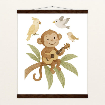Aki der Affe - Motiv: "Ukulele" Poster mit Leisten von tinylearner
