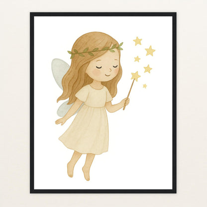 Fina die Fee Poster mit Holzrahmen von tinylearner