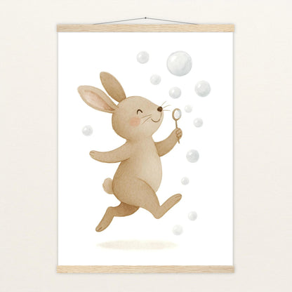 Holly der Hase - Motiv: "Seifenblasen" Poster mit Leisten von tinylearner