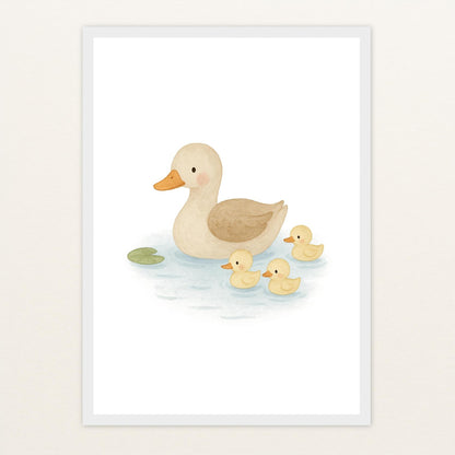 Gusi die Gans - Motiv: "Teich" Poster mit Holzrahmen von tinylearner