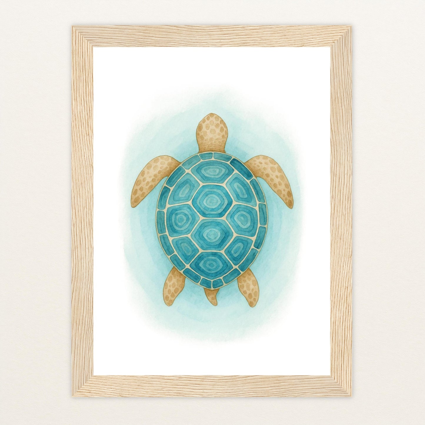 Sora die Schildkröte - Motiv: "Treiben" Poster mit Holzrahmen von tinylearner