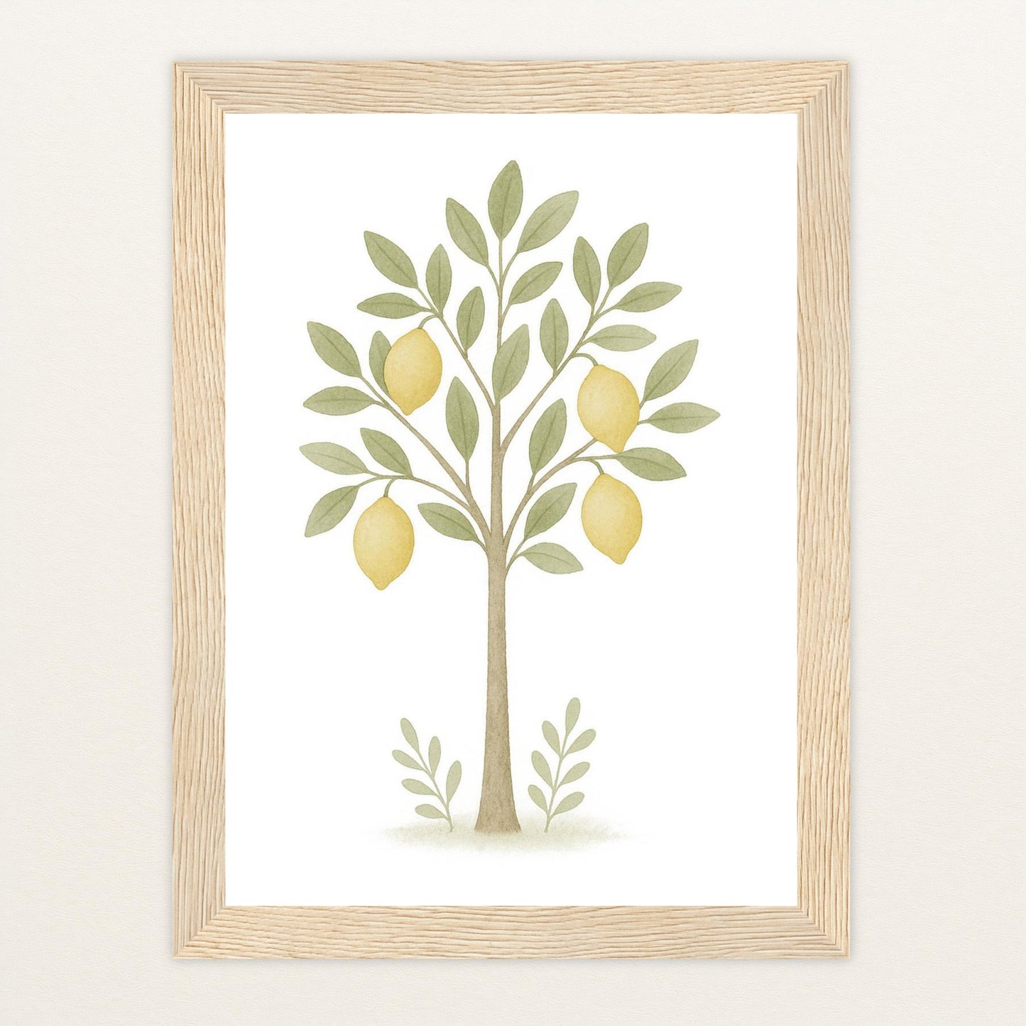 Zitronenbaum Poster mit Holzrahmen von tinylearner