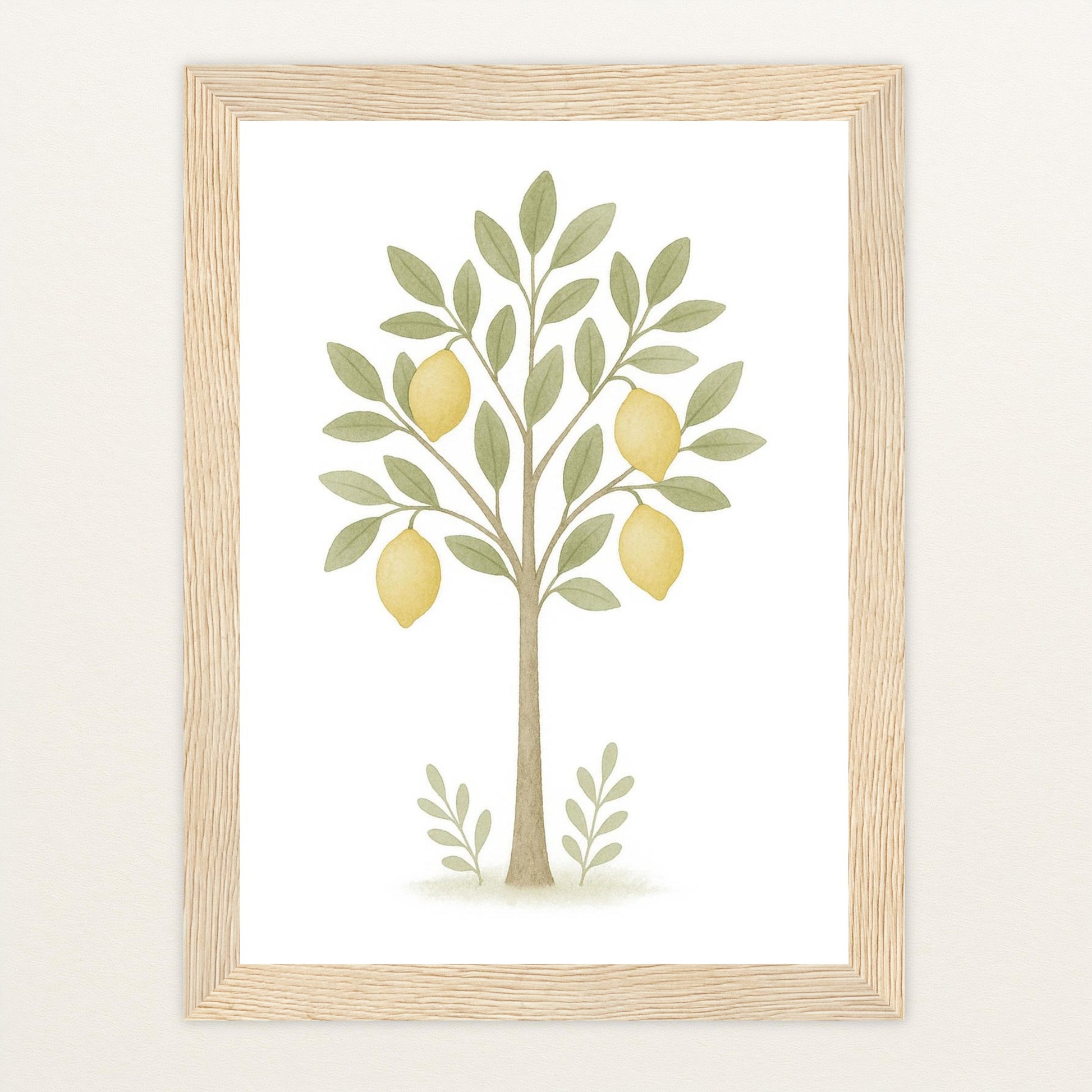 Zitronenbaum Poster mit Holzrahmen von tinylearner