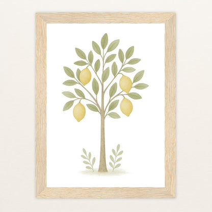 Zitronenbaum Poster mit Holzrahmen von tinylearner