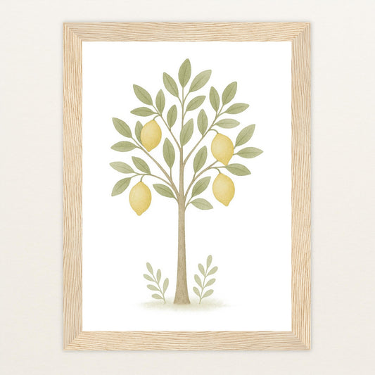 Zitronenbaum Poster mit Holzrahmen von tinylearner