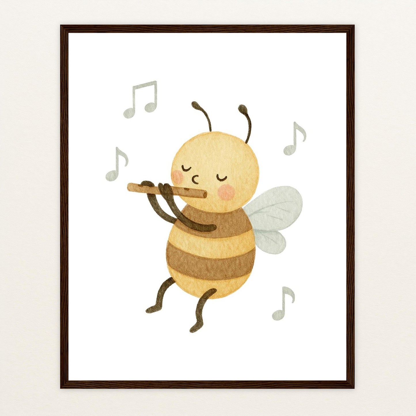 Bibi die Biene - Motiv: "Flöte" Poster mit Holzrahmen von tinylearner