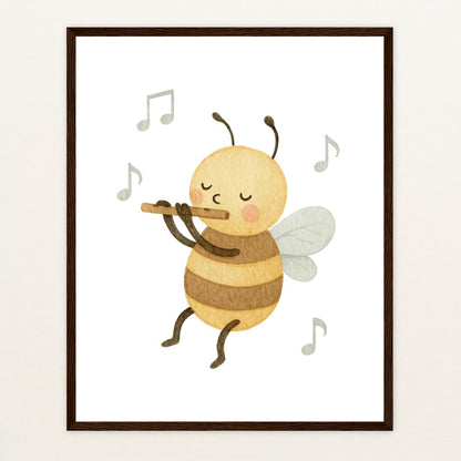 Bibi die Biene - Motiv: "Flöte" Poster mit Holzrahmen von tinylearner