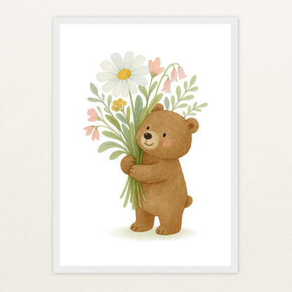 Balu der Bär - Motiv: "Blumenstrauß" Poster mit Holzrahmen von tinylearner