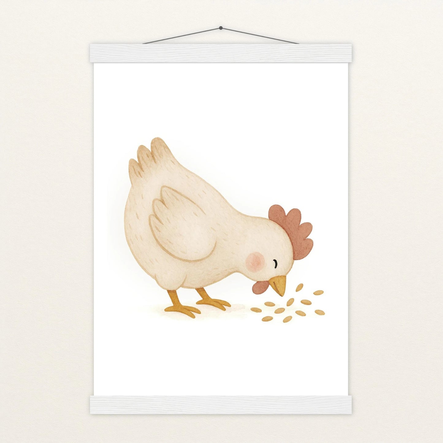 Hanni das Huhn - Motiv: "Körner" Poster mit Leisten von tinylearner