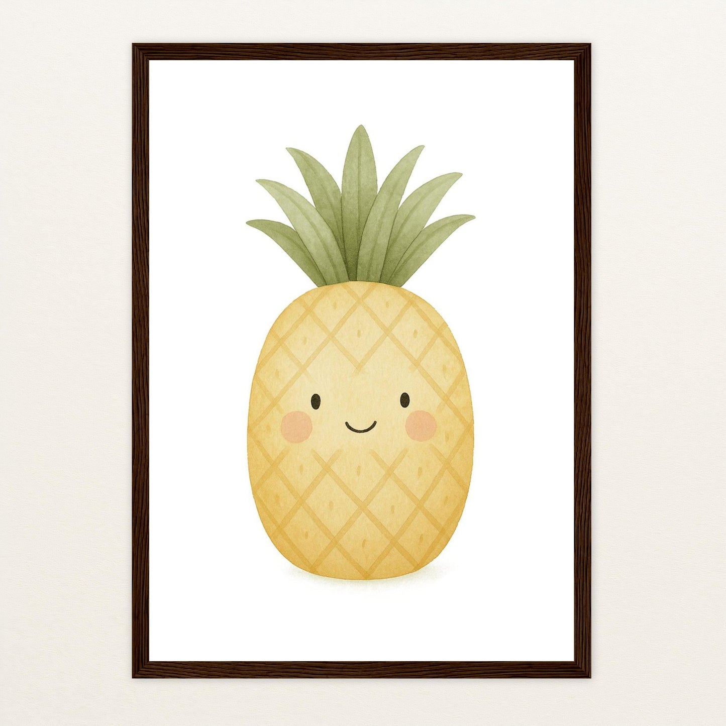 Obst: Ananas Poster mit Holzrahmen von tinylearner