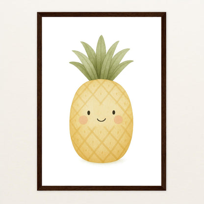 Obst: Ananas Poster mit Holzrahmen von tinylearner