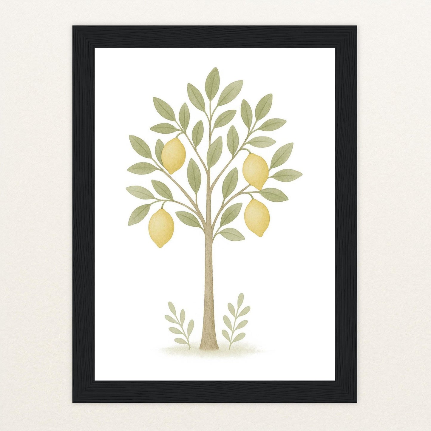 Zitronenbaum Poster mit Holzrahmen von tinylearner