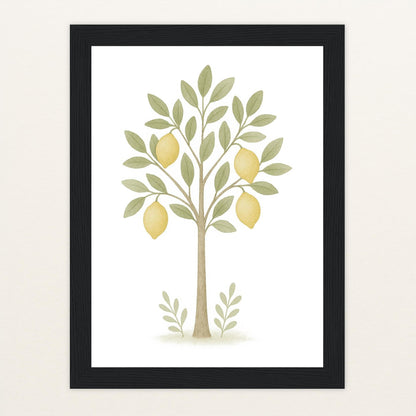 Zitronenbaum Poster mit Holzrahmen von tinylearner