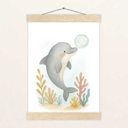 Dora der Delfin - Motiv: "Luftblase" Poster mit Leisten von tinylearner