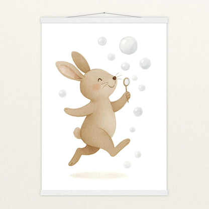 Holly der Hase - Motiv: "Seifenblasen" Poster mit Leisten von tinylearner