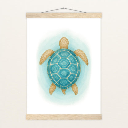 Sora die Schildkröte - Motiv: "Treiben" Poster mit Leisten von tinylearner