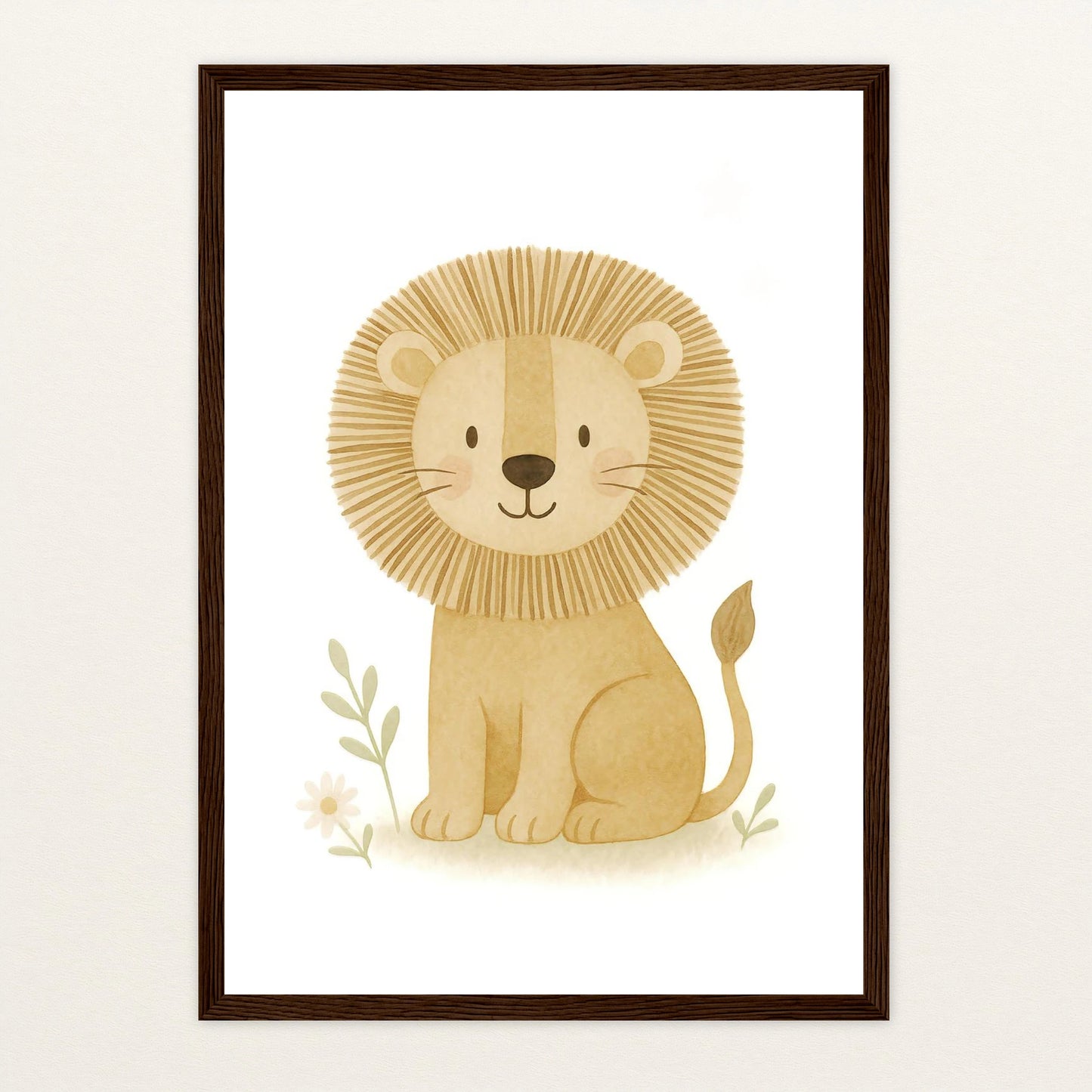 Leo der Löwe Poster mit Holzrahmen von tinylearner