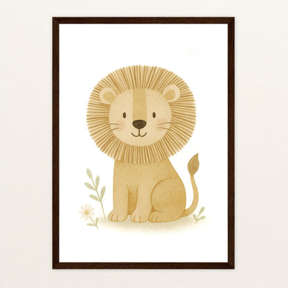 Leo der Löwe Poster mit Holzrahmen von tinylearner