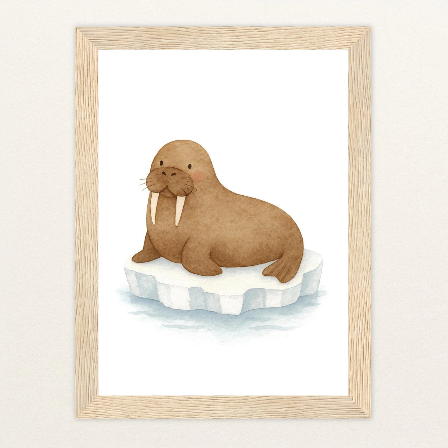 Wally das Walross Poster mit Holzrahmen von tinylearner