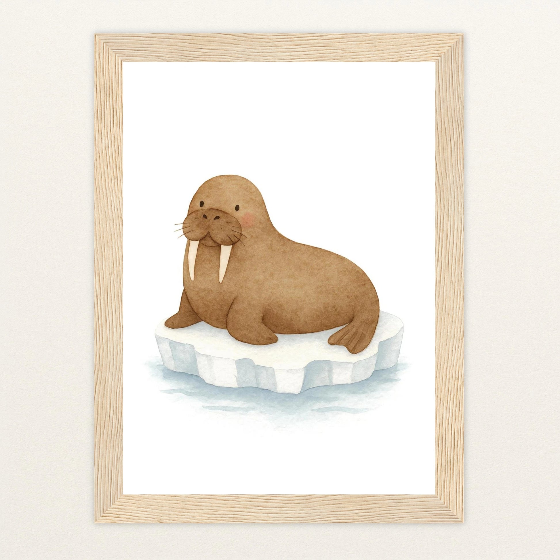 Wally das Walross Poster mit Holzrahmen von tinylearner