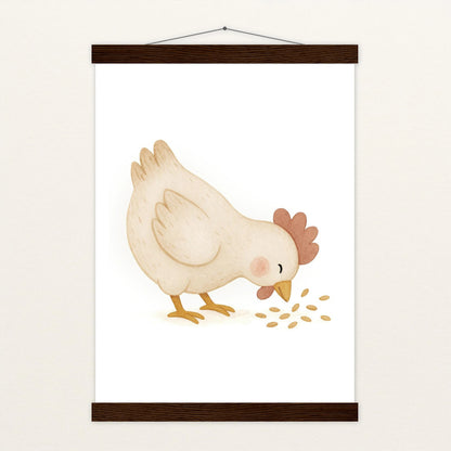 Hanni das Huhn - Motiv: "Körner" Poster mit Leisten von tinylearner