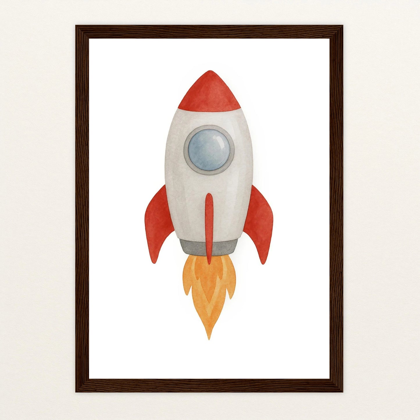 Rakete Poster mit Holzrahmen von tinylearner