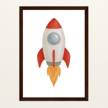 Rakete Poster mit Holzrahmen von tinylearner