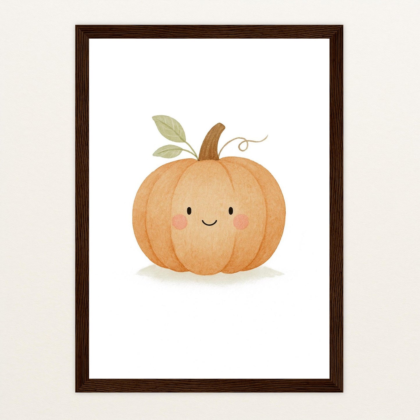 Gemüse: Kürbis Poster mit Holzrahmen von tinylearner