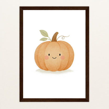 Gemüse: Kürbis Poster mit Holzrahmen von tinylearner