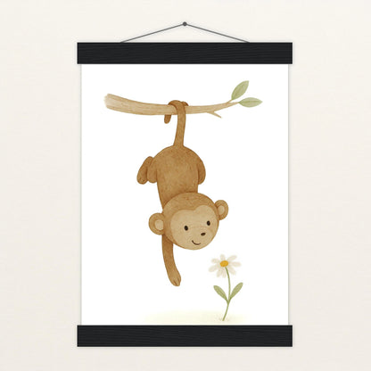 Aki der Affe - Motiv: "Gänseblümchen" Poster mit Leisten von tinylearner