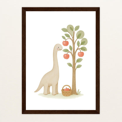 Dinosaurier Brachiosaurus - Motiv: "Apfelbaum" Poster mit Holzrahmen von tinylearner